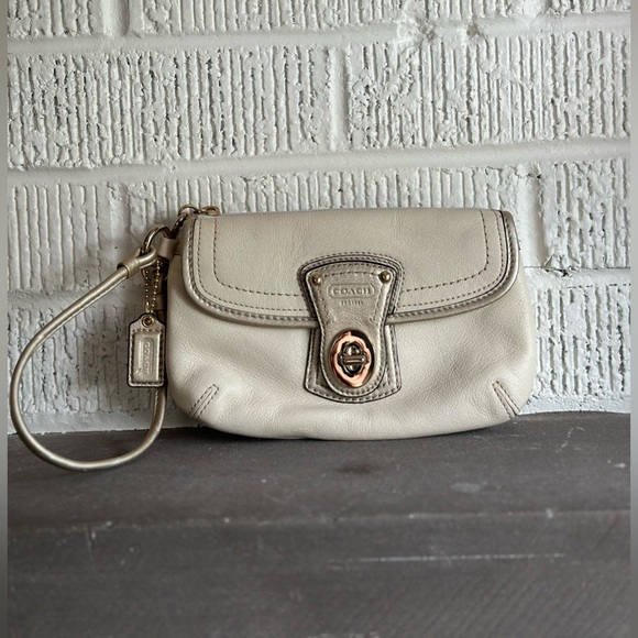 Coach Gigi cream/gold/pink wristlet. 4”x7” Like new - Picture 1 of 8